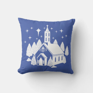 Christmas Church & Star Cushion