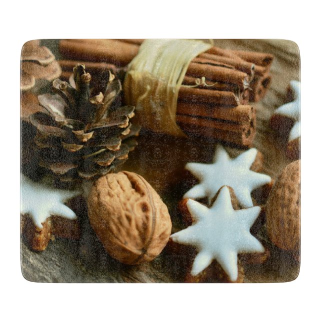 Christmas Cinnamon Sticks and Stars Cutting Board (Front)