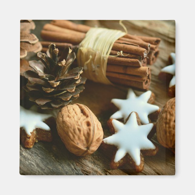 Christmas Cinnamon Sticks and Stars Magnet (Front)