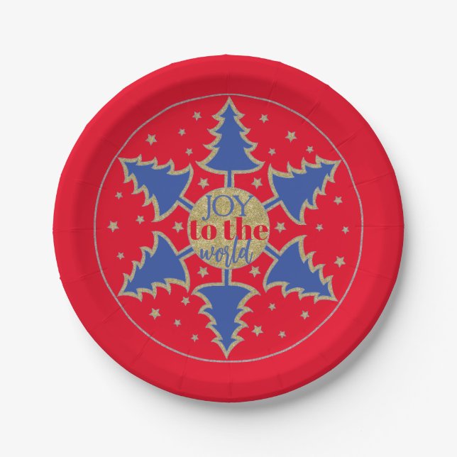 Christmas Circle of Trees Paper Plate (Front)