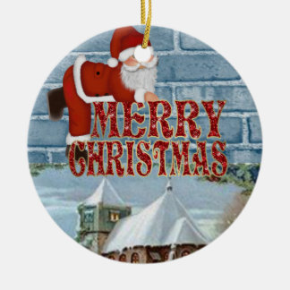 Christmas Circle Ornament, Merry Christmas Ceramic Tree Decoration