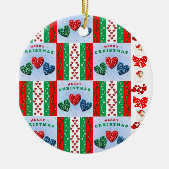 Christmas Circle Ornament, Merry Christmas Ceramic Tree Decoration (Front)