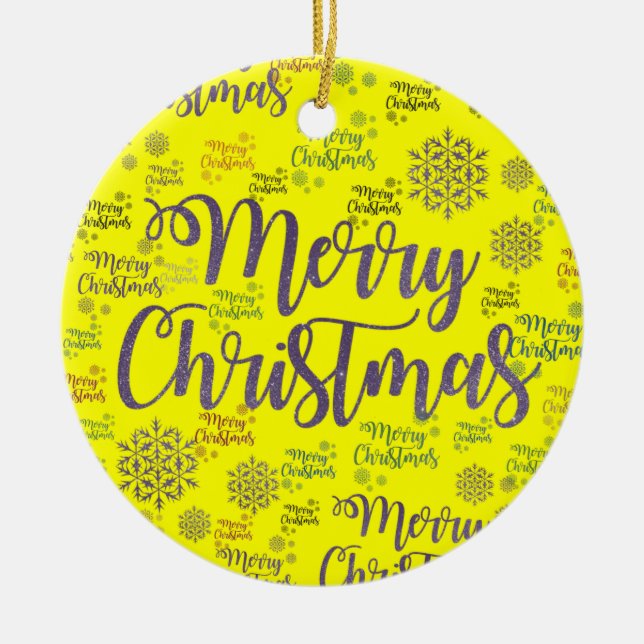 Christmas Circle Ornament, Merry Christmas Ceramic Tree Decoration (Front)