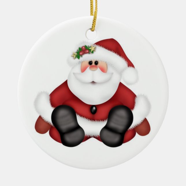 Christmas Circle Ornament/Santa Claus Ceramic Tree Decoration (Front)