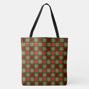 Christmas Circles   Red and Green Holiday Tote Bag