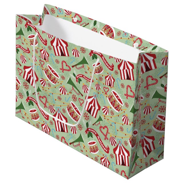 Christmas Circus Large Gift Bag (Front Angled)