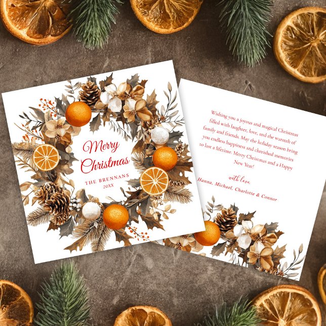 Christmas Citrus Wreath Dried Oranges Elegant Holiday Card (Christmas Citrus Wreath Dried Oranges Elegant Holiday Card)