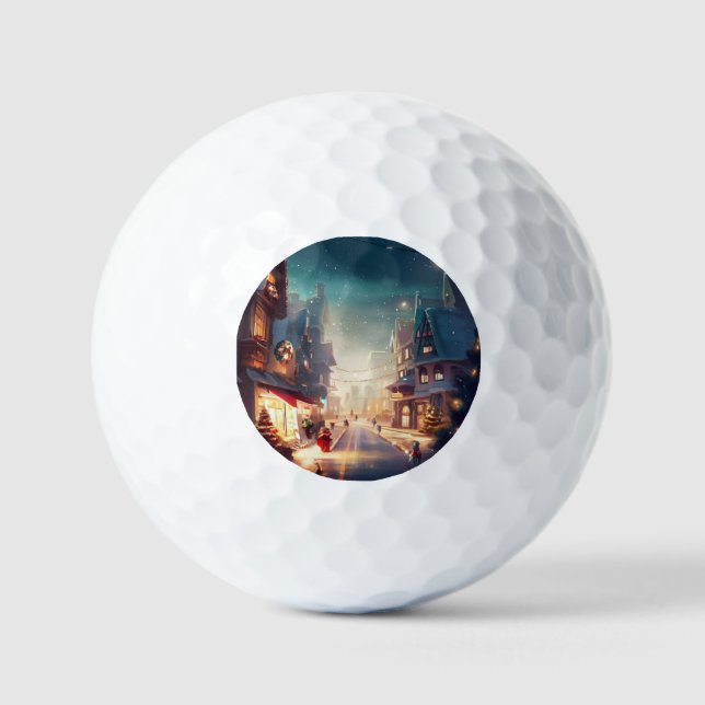 Christmas City Street (2) Golf Balls (Front)