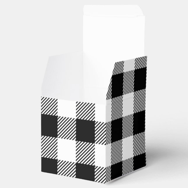 Christmas classic Buffalo check plaid pattern B&W Favour Box (Opened)
