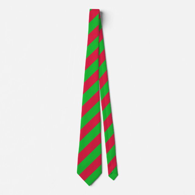 Christmas Classic Green and Red Stripes Tie (Front)