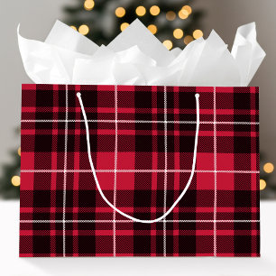 Christmas Classic Plaid Rustic Red Holiday Tartan Large Gift Bag