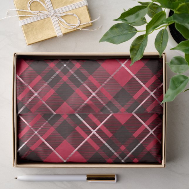 Christmas Classic Plaid Rustic Red Holiday Tartan Tissue Paper (Gift)