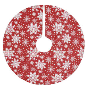 Christmas Classic red and white Snowflake pattern Brushed Polyester Tree Skirt