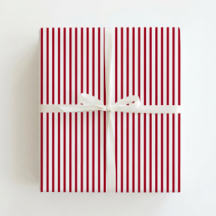 Christmas classic red /Off-white striped Wrapping Paper