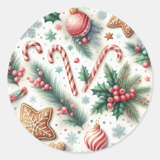 Christmas Classic Round Sticker (Front)