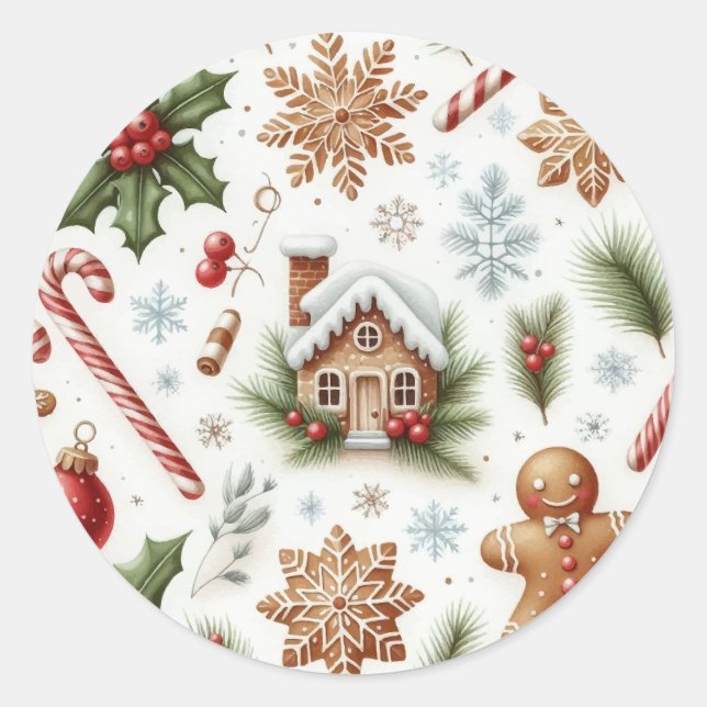 Christmas Classic Round Sticker (Front)