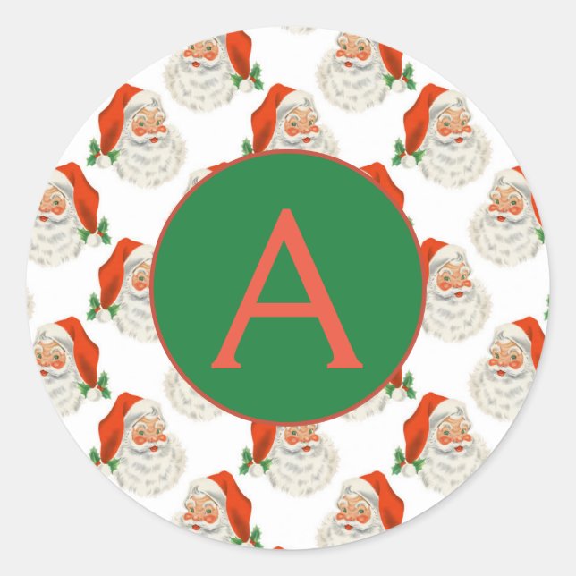 CHRISTMAS CLASSIC ROUND STICKER CUSTOM INITIAL (Front)