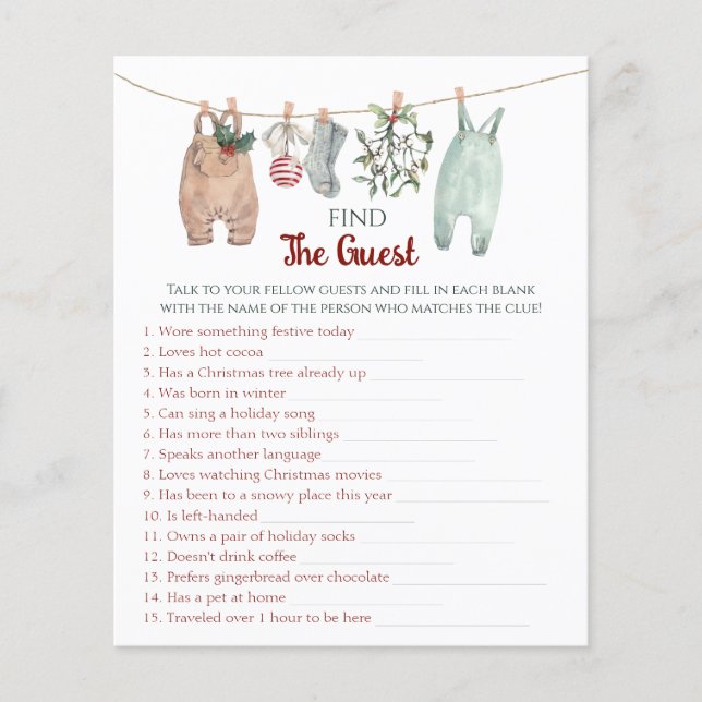 Christmas Clothes Find The Guest Game  (Front)