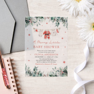 Christmas Clothesline A Merry Little Baby Shower Vellum Invitations