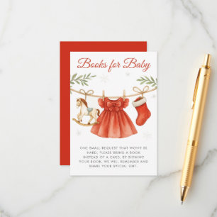 Christmas Clothesline Baby Shower Books for Baby Enclosure Card