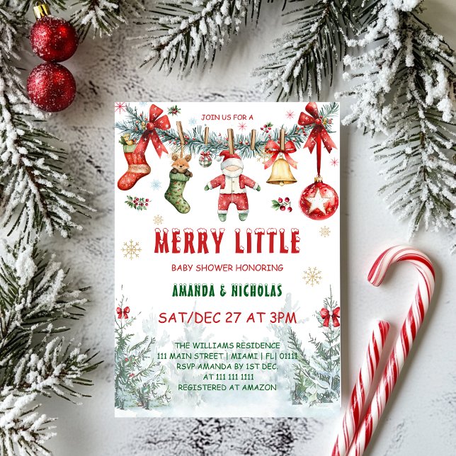 Christmas Clothesline Baby Shower  Invitation (Creator Uploaded)