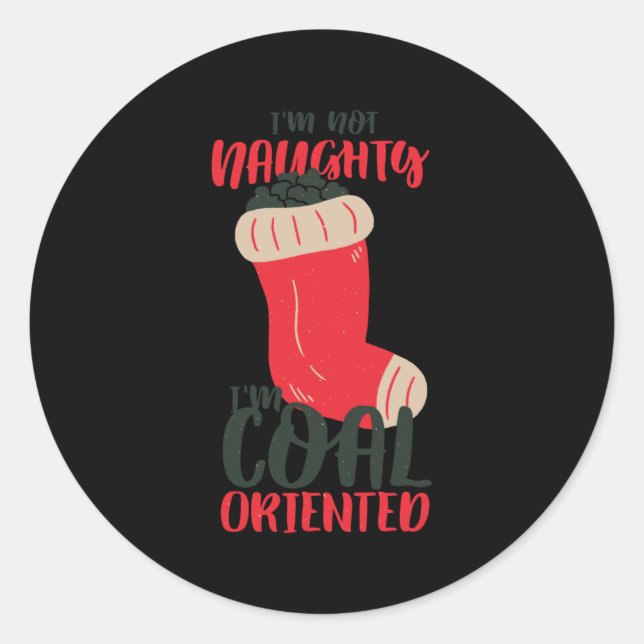 Christmas Coal Stocking Classic Round Sticker (Front)