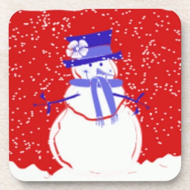 Christmas Coaster Set - Cute Snowman - Gifts (Front)