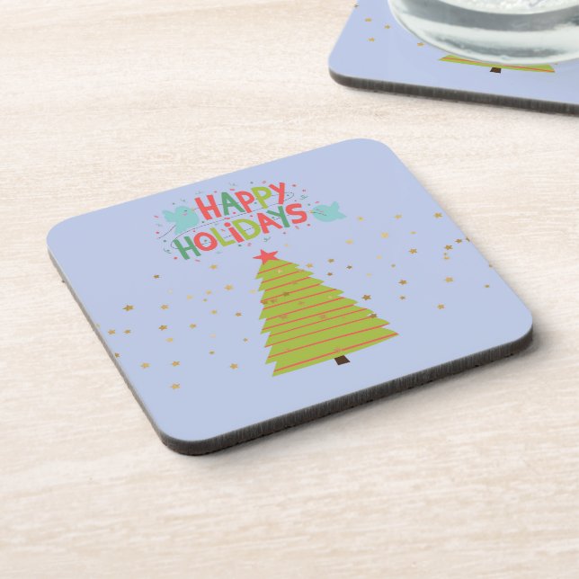 Christmas Coasters with Tree and Happy Holidays  (Left Side)