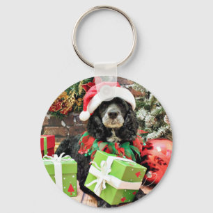 Christmas - Cockapoo - Baxter Key Ring