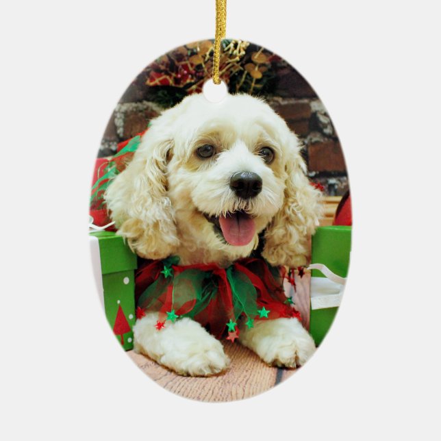 Christmas - Cockapoo - Clancy Ceramic Tree Decoration (Front)