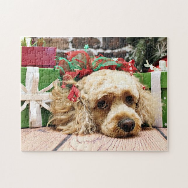 Christmas - Cockapoo - Ruby Jigsaw Puzzle (Horizontal)