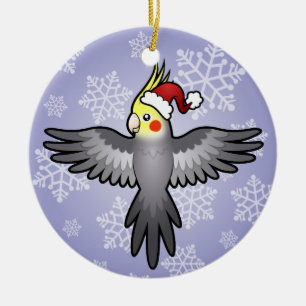 Christmas Cockatiel Ceramic Tree Decoration