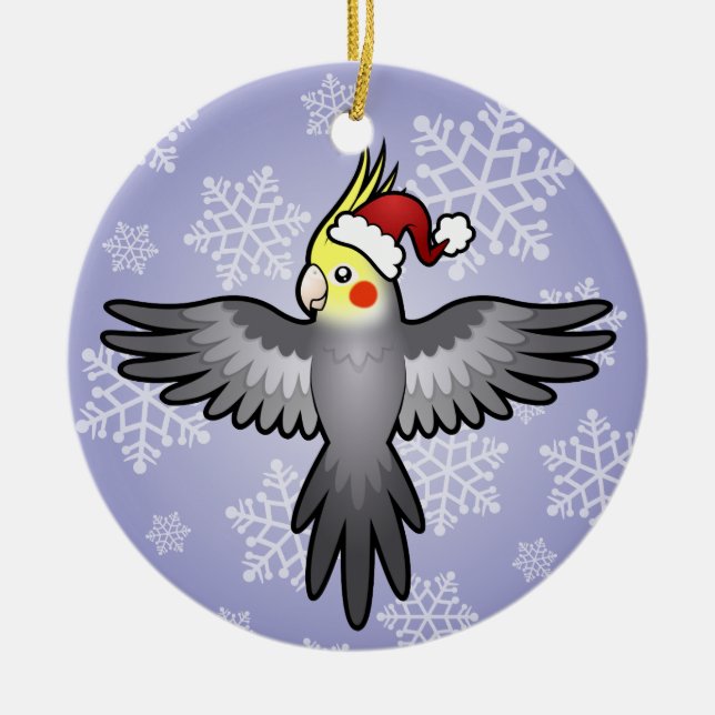 Christmas Cockatiel Ceramic Tree Decoration (Front)