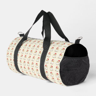 Christmas Cockatiel Wearing Santa Hat Duffle Bag