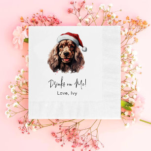 Christmas Cocker Spaniel Dog Drinks On Me Napkin
