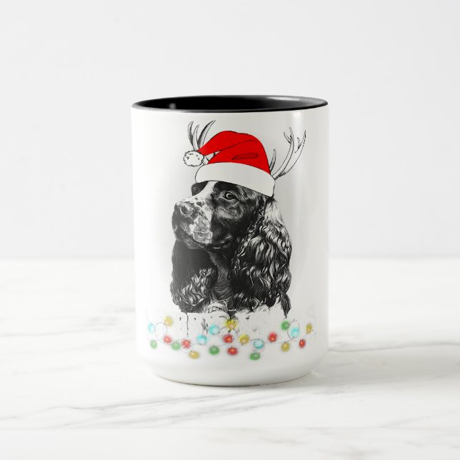 Christmas Cocker Spaniel Dog Funny Xmas Santa Dog Mug (Center)