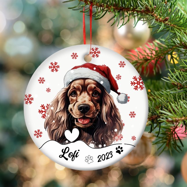 Christmas Cocker Spaniel Dog Personalised Ceramic Tree Decoration (Creator Uploaded)