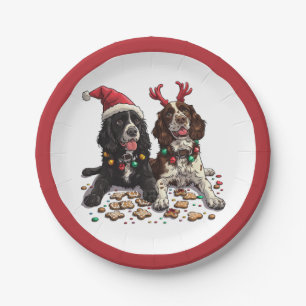 Christmas Cocker Spaniel Dogs Paper Plate