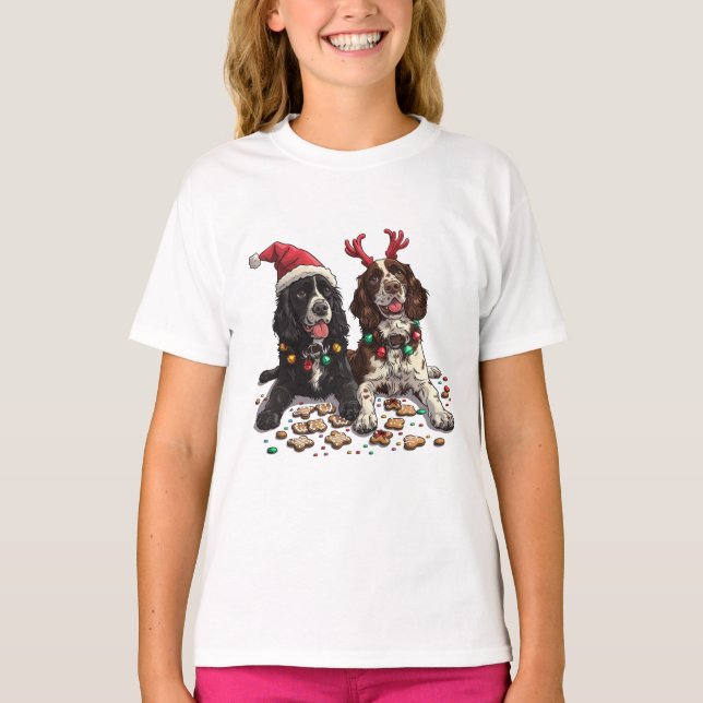 Christmas Cocker Spaniel Dogs T-Shirt (Front)
