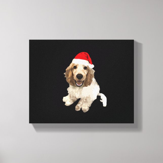 Christmas Cocker Spaniel (White) Essential T-Shirt Canvas Print (Front)