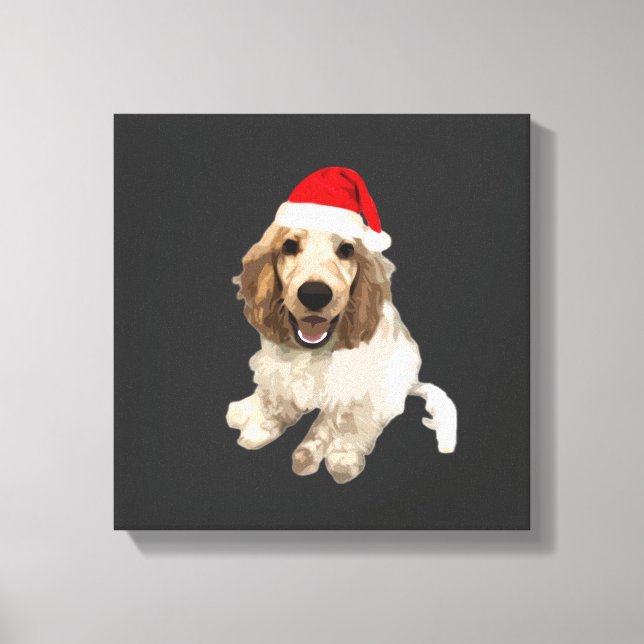 Christmas Cocker Spaniel (White) Essential T-Shirt Canvas Print (Front)