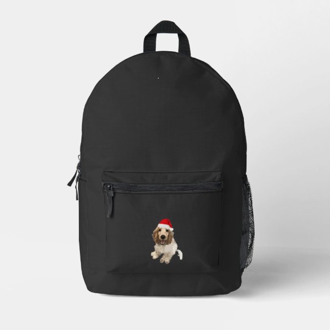 Christmas Cocker Spaniel (White) Essential T-Shirt Printed Backpack (Front)