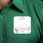 Christmas Cocktail Drinks Party Name Badge  Square Sticker<br><div class="desc">*** Purchase the Matte Finish when using this sticker as a name tag*** This design may be personalised in the area provided by changing the photo and/or text. Or it can be customised by clicking Personalise this Template and then choosing the click to customise further option and delete or change...</div>