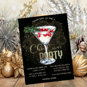 Christmas Cocktail Fireworks Christmas Company Invitation