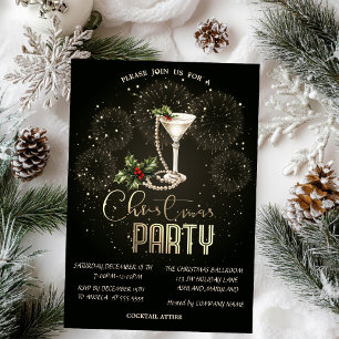 Christmas Cocktail Fireworks Christmas Company Invitation