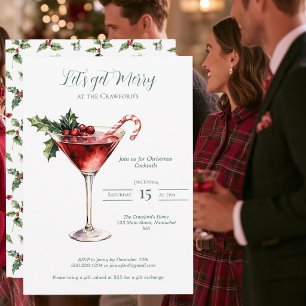 Christmas Cocktail Holly Martini Holiday Party Invitation