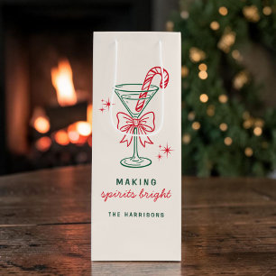 Christmas Cocktail Making Spirits Bright Holiday Wine Gift Bag