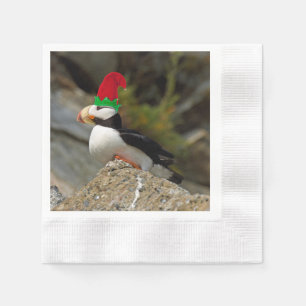 Christmas Cocktail Napkin of puffin