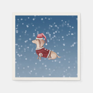 Christmas Cocktail Napkins Dachshund Paper Napkins