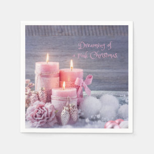Christmas Cocktail Napkins, Pink Christmas Napkin